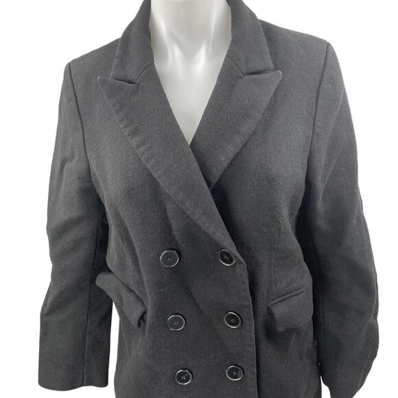 Sandro Womens Black Double Breasted Collar Long Sleeve Trench Overcoat Jacket 8 - Picture 3 of 5